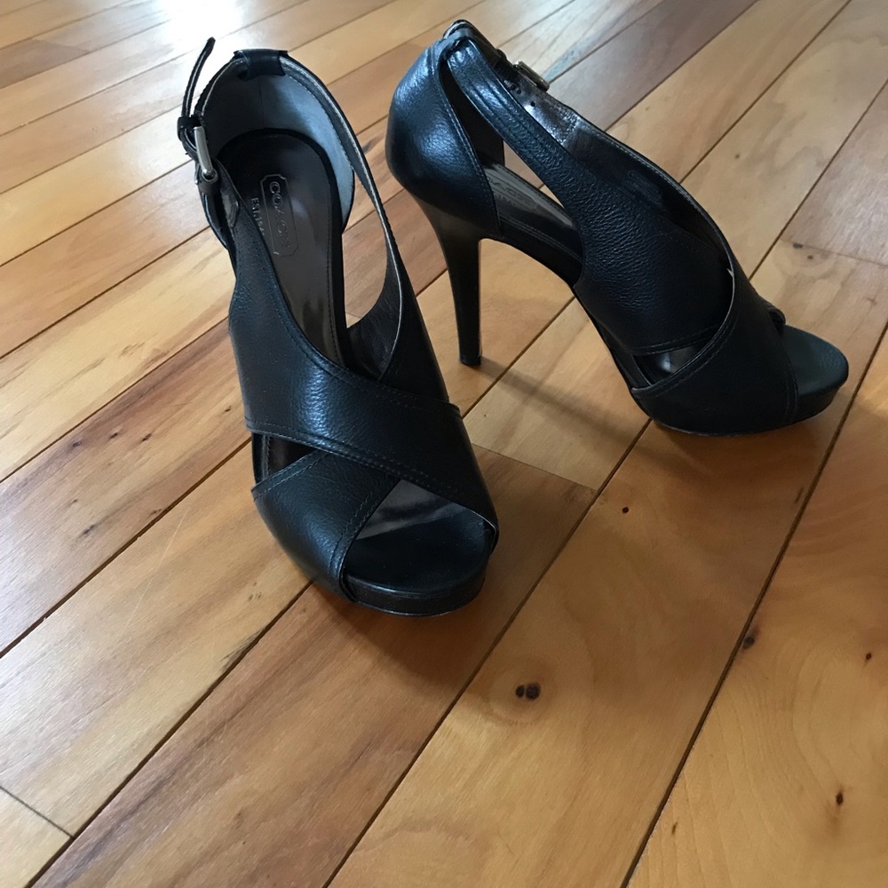 Coach open toe high heel shoes